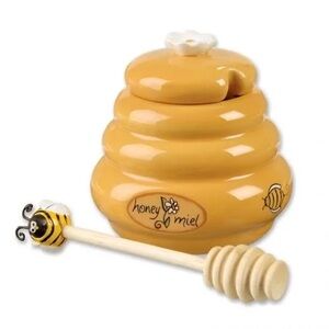 Honey Miel Ceramic Honey Pot with Dipper